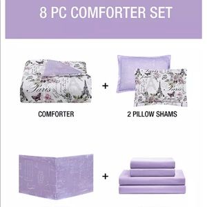 Paris Floral 8-Pc. Reversible Queen Comforter Set